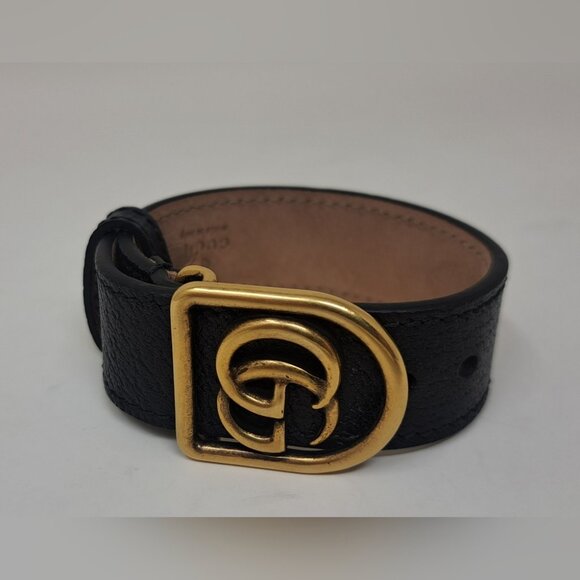 Gucci Marmont Double G Wrap Bracelet Cuff Pebbled Leather Italy Adjustable - Picture 2 of 16